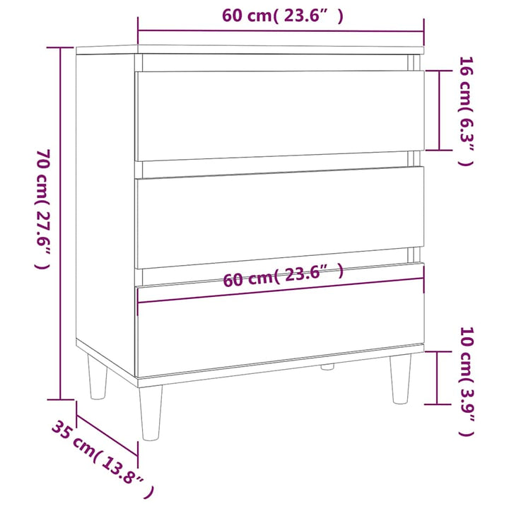 skænk 60x35x70 cm konstrueret træ hvid højglans