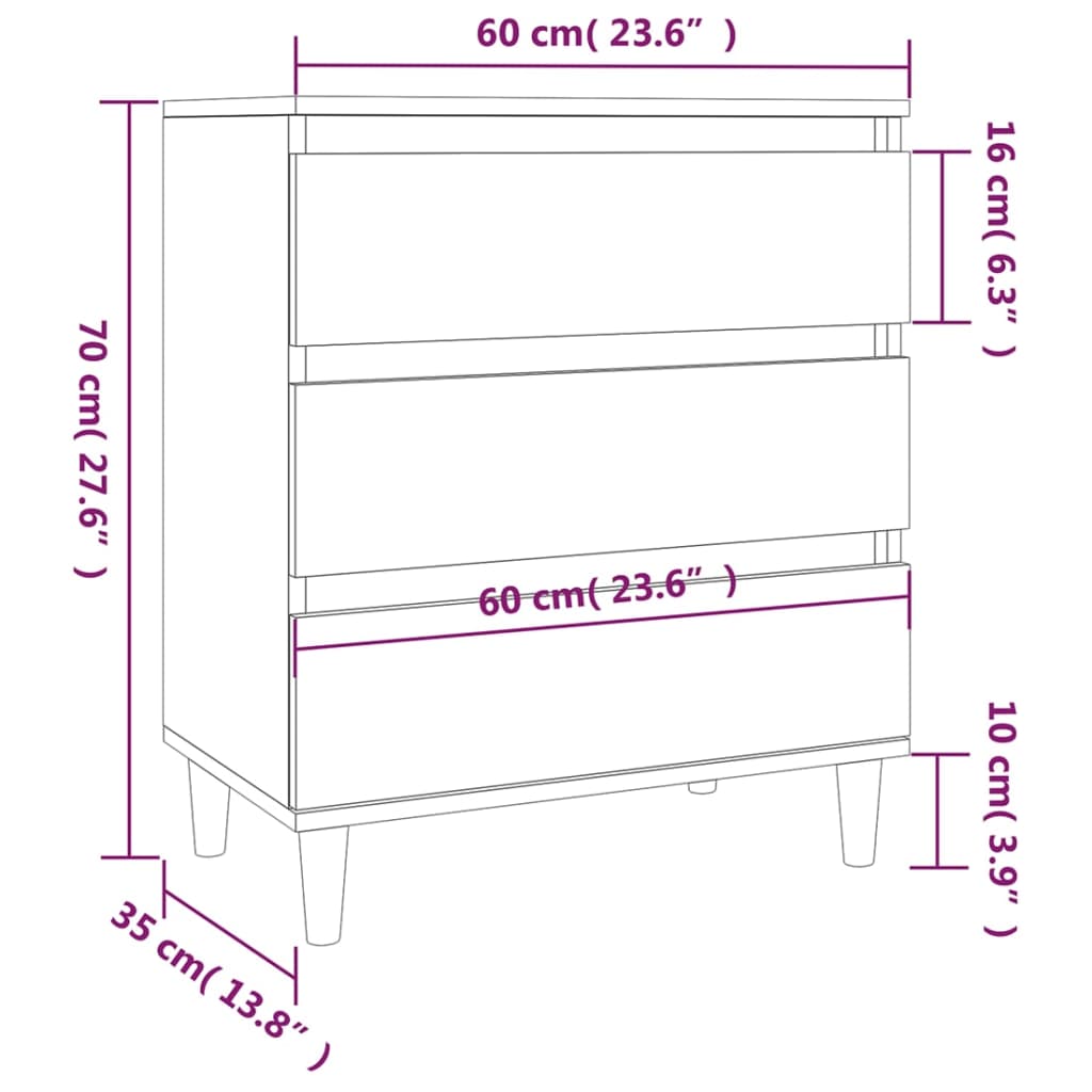 skænk 60x35x70 cm konstrueret træ røget egetræsfarve
