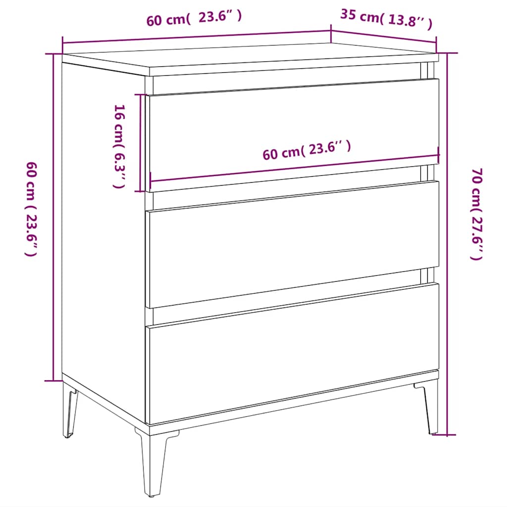 skænk 60x35x70 cm konstrueret træ sort