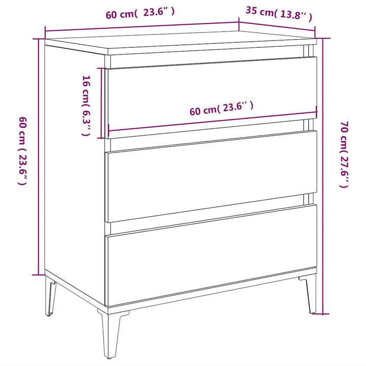 skænk 60x35x70 cm konstrueret træ sort