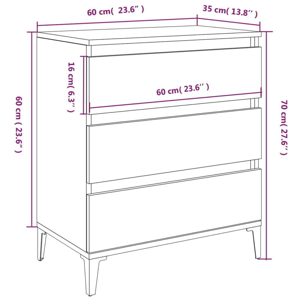 skænk 60x35x70 cm konstrueret træ sonoma-eg