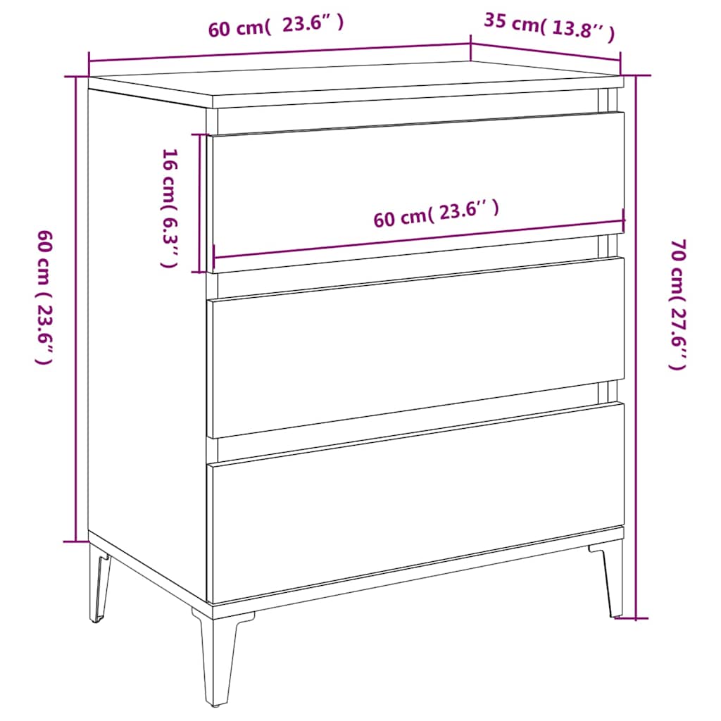 skænk 60x35x70 cm konstrueret træ sonoma-eg