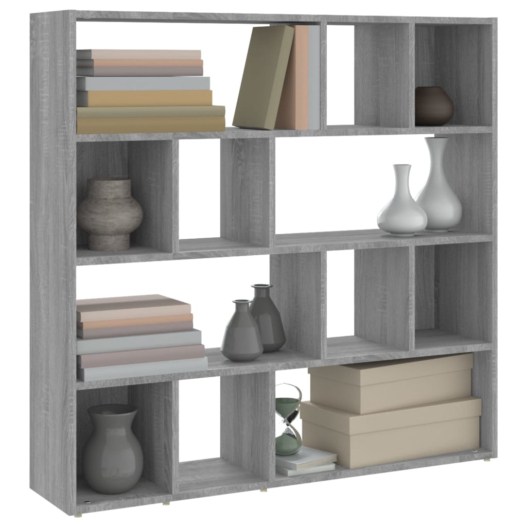 bogreol/rumdeler 105x24x102 cm grå sonoma-eg