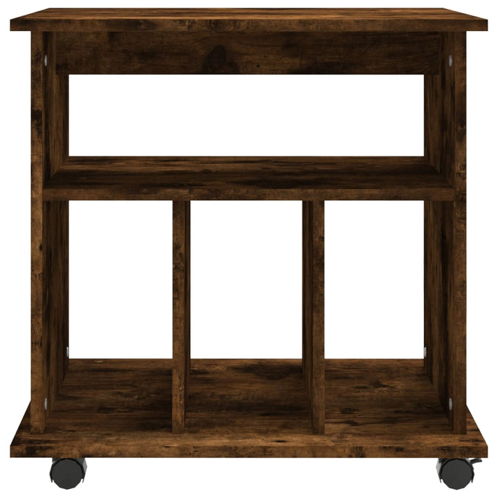 skab med hjul 60x45x60 cm konstrueret træ røget egetræsfarve