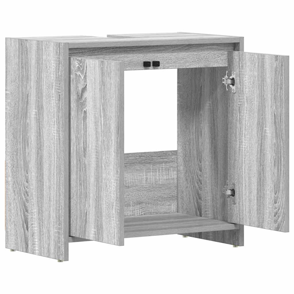badeværelsesskab 60x33x61 cm konstrueret træ grå sonoma-eg