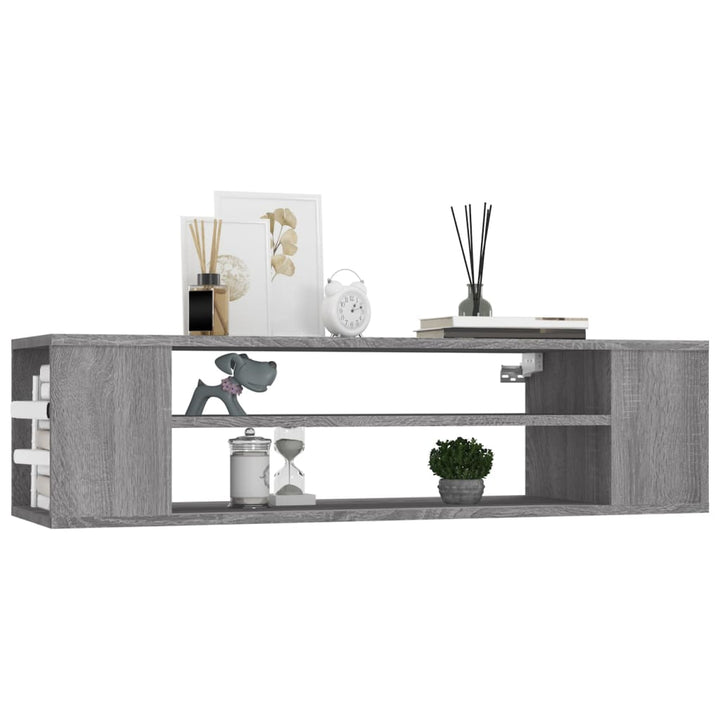 væghængt tv-bord 100x30x26,5 cm konstrueret træ grå sonoma-eg