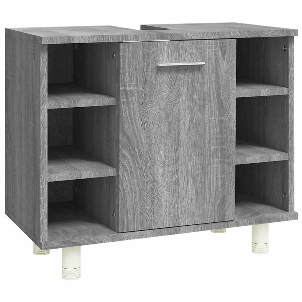 badeværelsesskab 60x32x53,5 cm konstrueret træ grå sonoma-eg