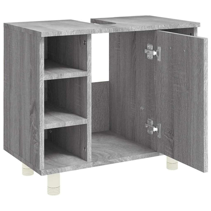 badeværelsesskab 60x32x53,5 cm konstrueret træ grå sonoma-eg