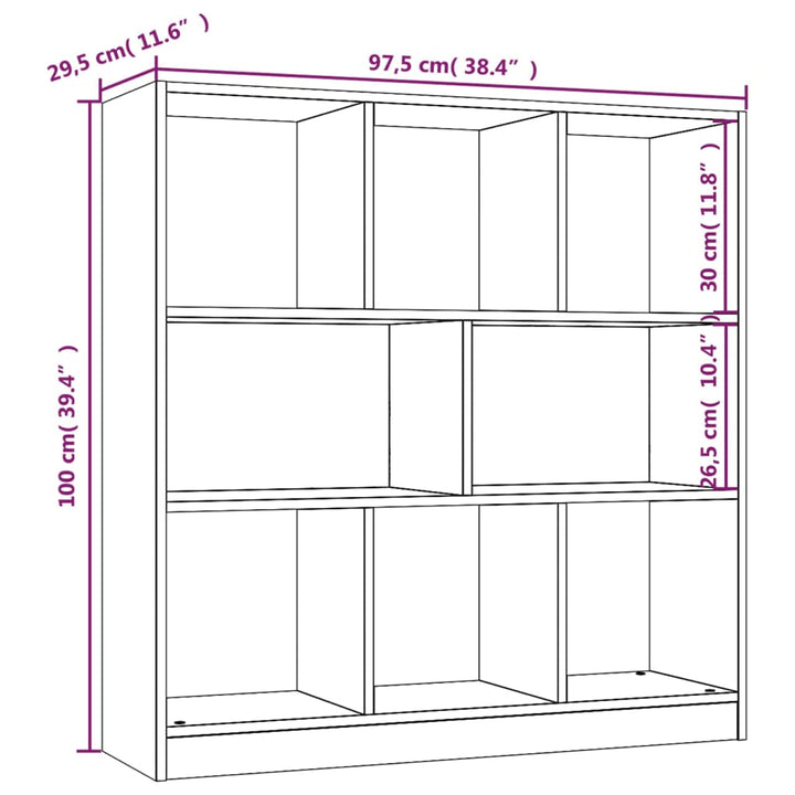 bogreol 97,5x29,5x100 cm konstrueret træ røget egetræ