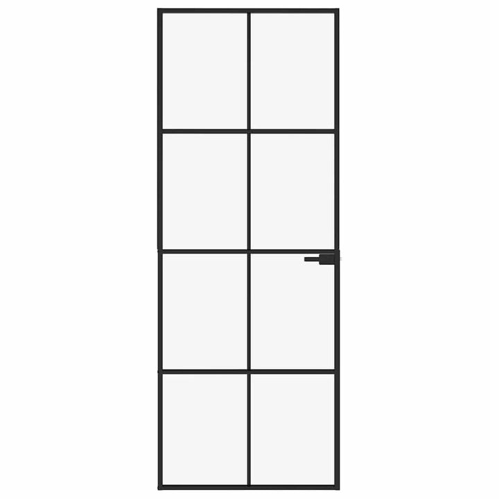 dør 76x201,5 cm hærdet glas og aluminium sort
