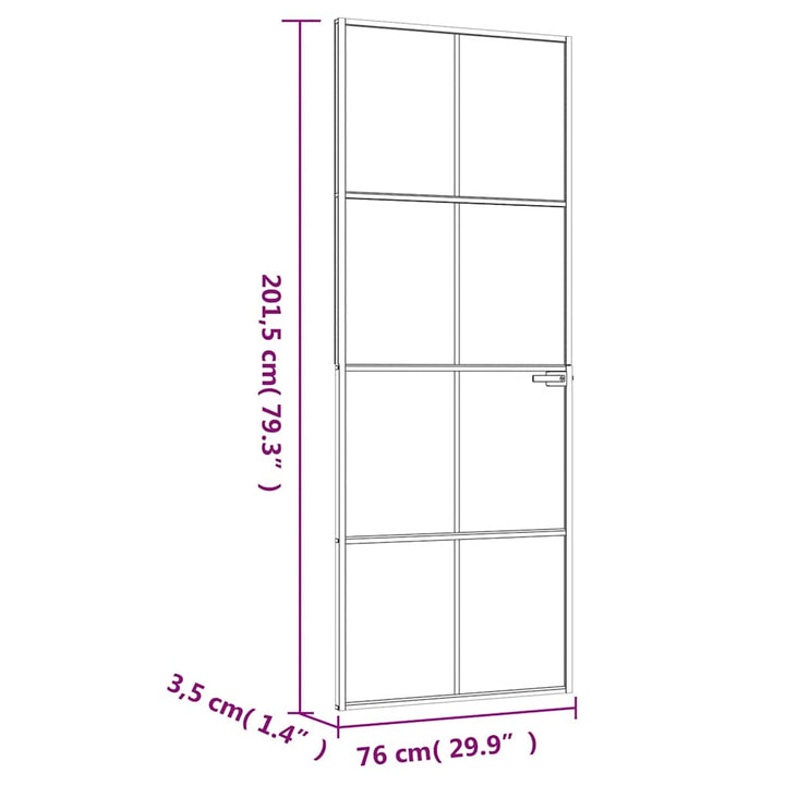 dør 76x201,5 cm hærdet glas og aluminium sort