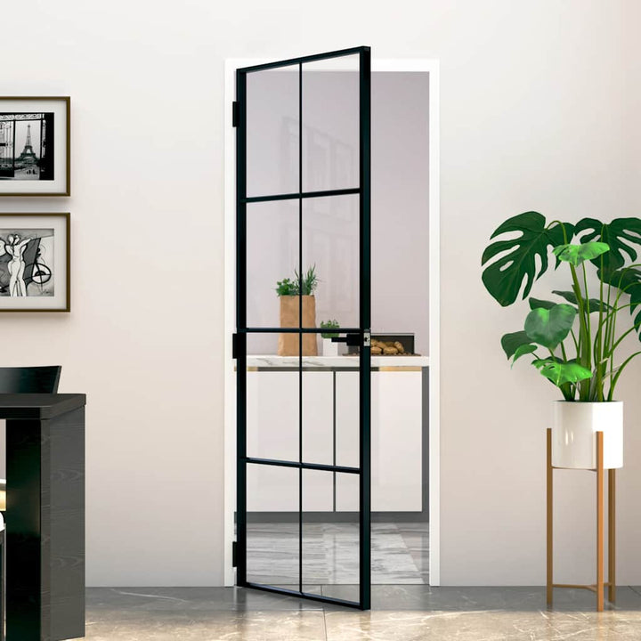 dør 76x201,5 cm hærdet glas og aluminium sort