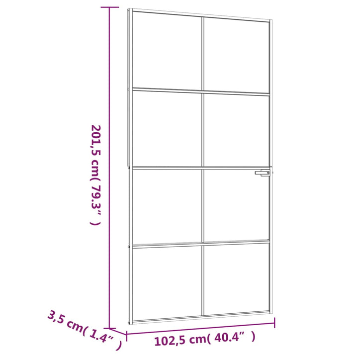 dør 102x201,5 cm hærdet glas og aluminium sort