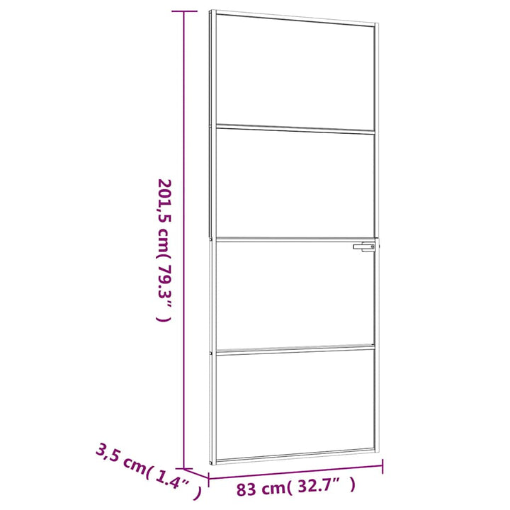 dør 83x201,5 cm hærdet glas og aluminium hvid