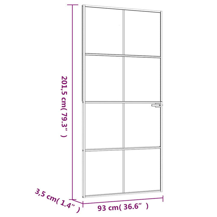 dør 93x201,5 cm hærdet glas og aluminium hvid