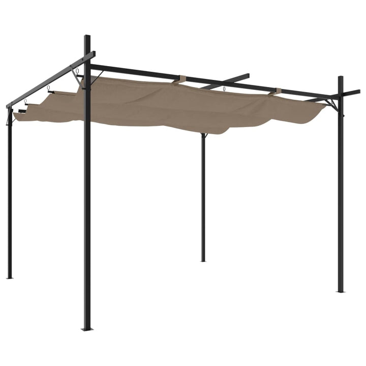 pergola med sammenrulleligt tag 295x292x230 cm gråbrun