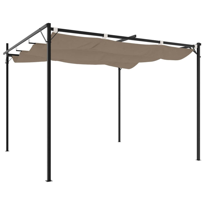 pergola med sammenrulleligt tag 295x292x230 cm gråbrun