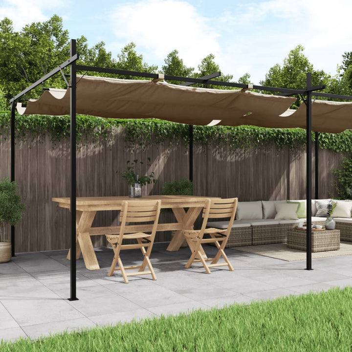 pergola med sammenrulleligt tag 589x292x230 cm gråbrun