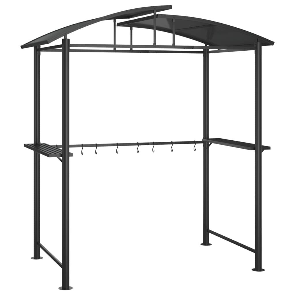 grillpavillon med sidehylder 210x114x230 cm stål antracitgrå