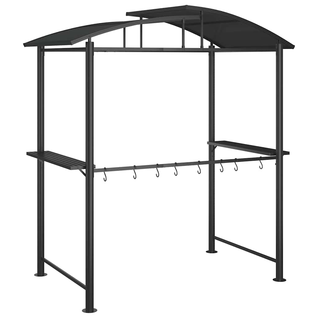 grillpavillon med sidehylder 210x114x230 cm stål antracitgrå