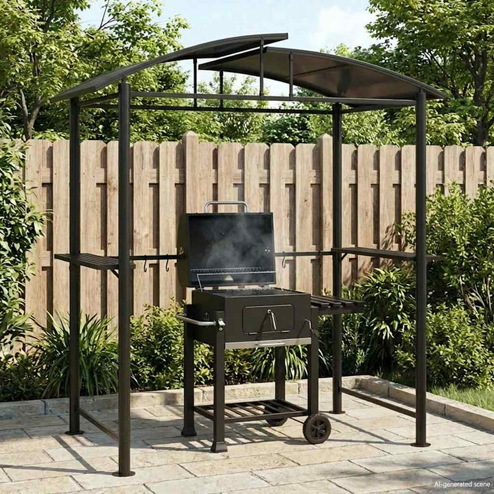 grillpavillon med sidehylder 210x114x230 cm stål antracitgrå