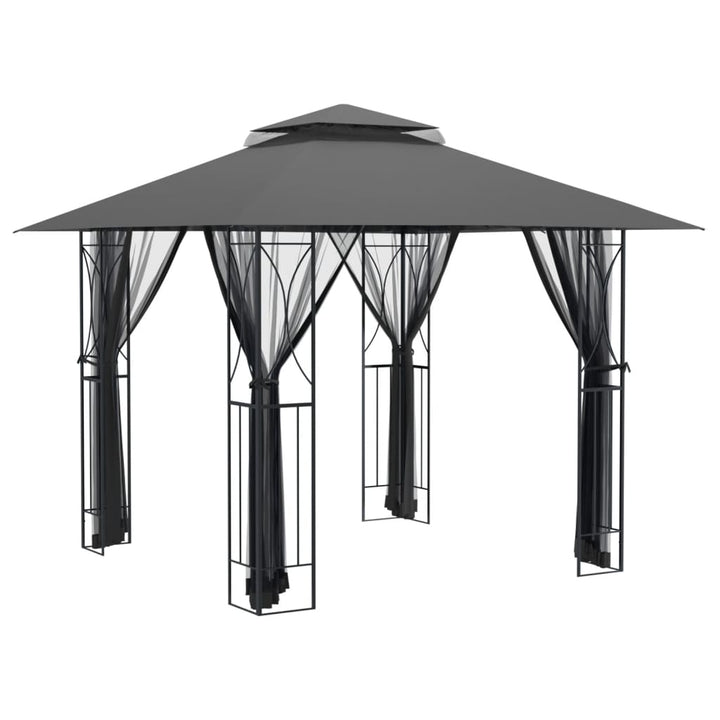 pavillon med sidevægge 300x300x270 cm stål antracitgrå