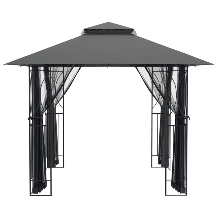 pavillon med sidevægge 300x300x270 cm stål antracitgrå