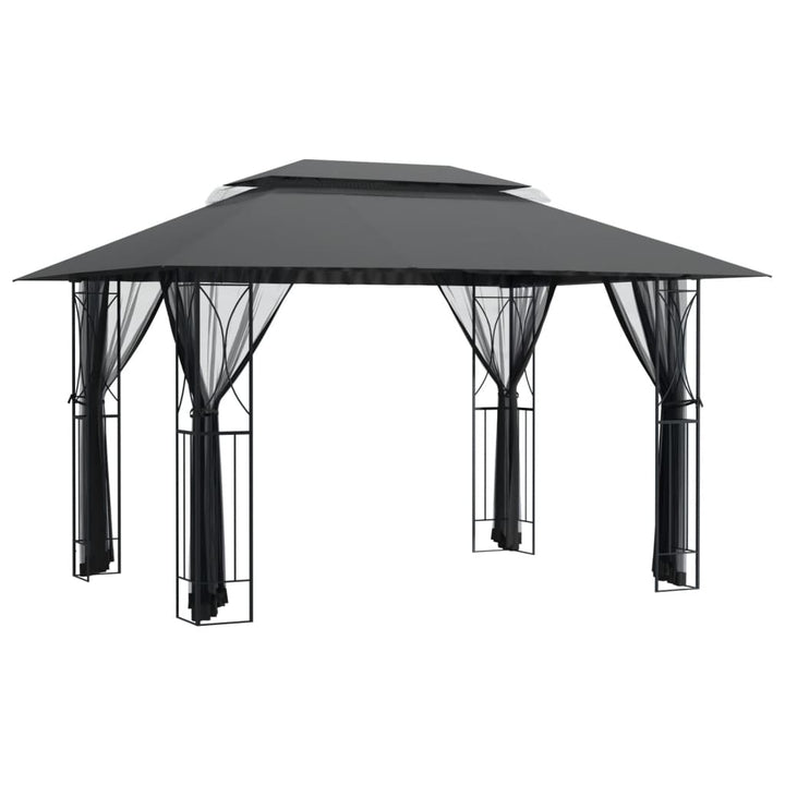 pavillon med sidevægge 400x300x270 cm stål antracitgrå