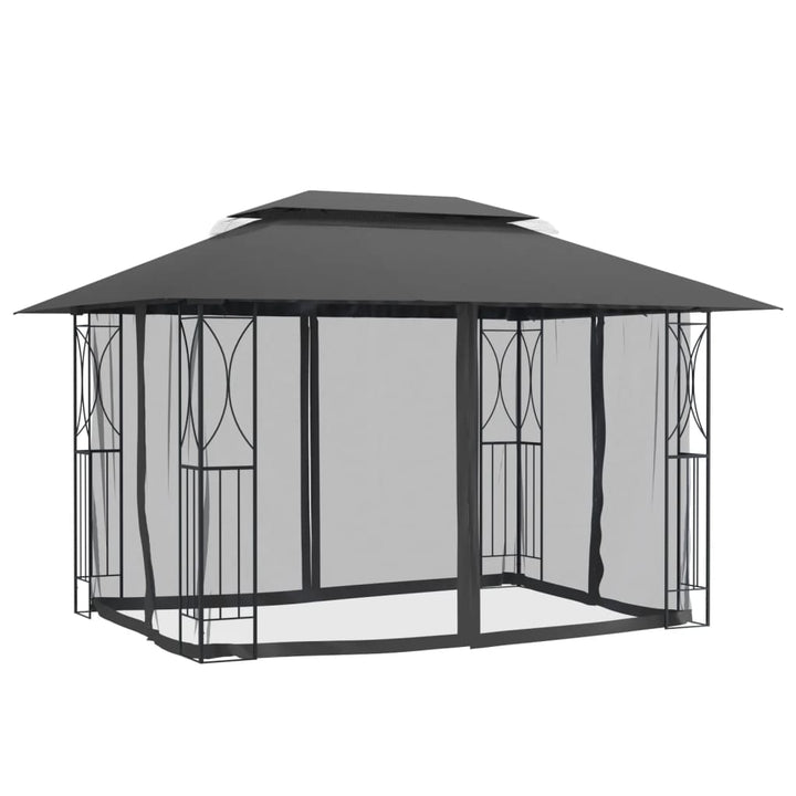 pavillon med sidevægge 400x300x270 cm stål antracitgrå