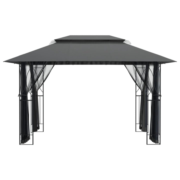 pavillon med sidevægge 400x300x270 cm stål antracitgrå