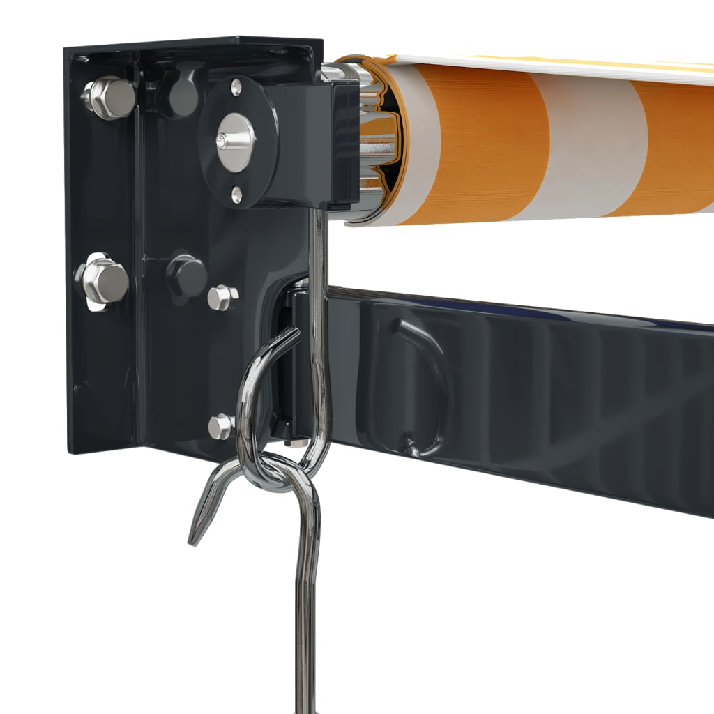 foldemarkise 5x3 m stof og aluminium gul og hvid