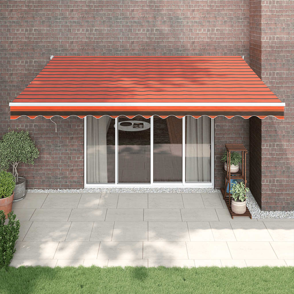 foldemarkise 4x3 m automatisk betjening orange og brun