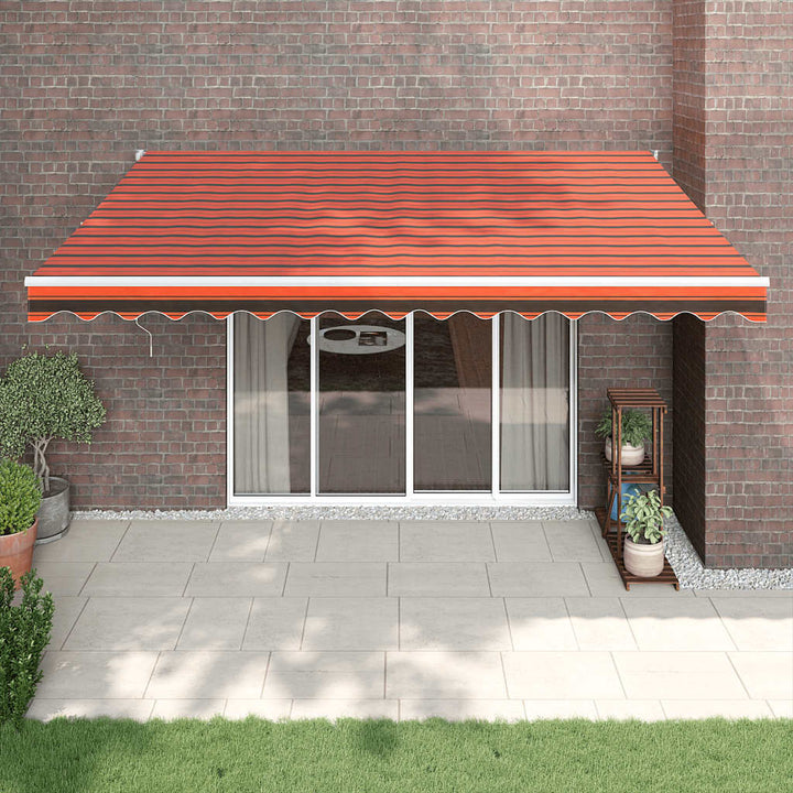 foldemarkise 4x3 m automatisk betjening orange og brun