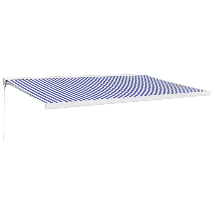 foldemarkise manuel betjening 5x3 m stof aluminium blå hvid