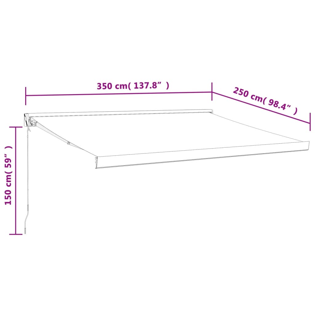 foldemarkise manuel betjening 3,5x2,5 m stof aluminium creme