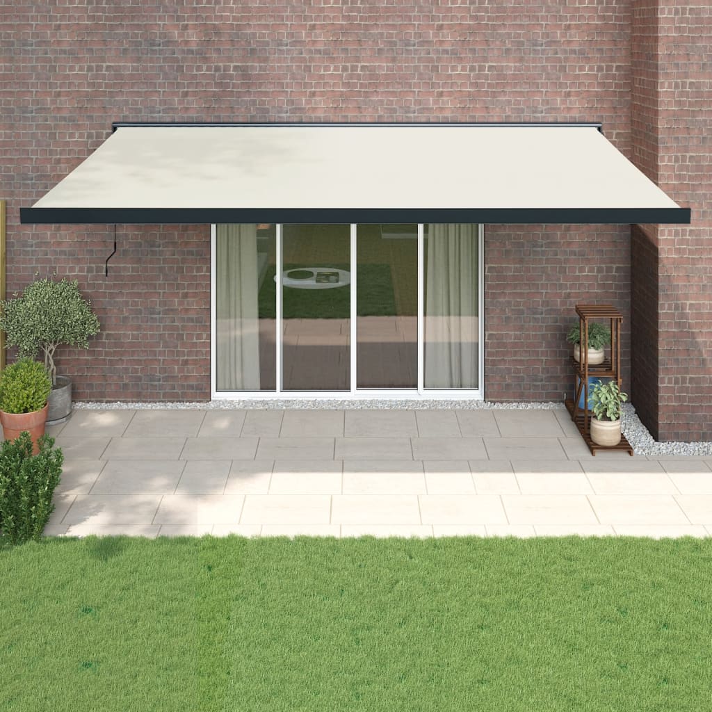 foldemarkise manuel betjening 5x3 m stof aluminium creme