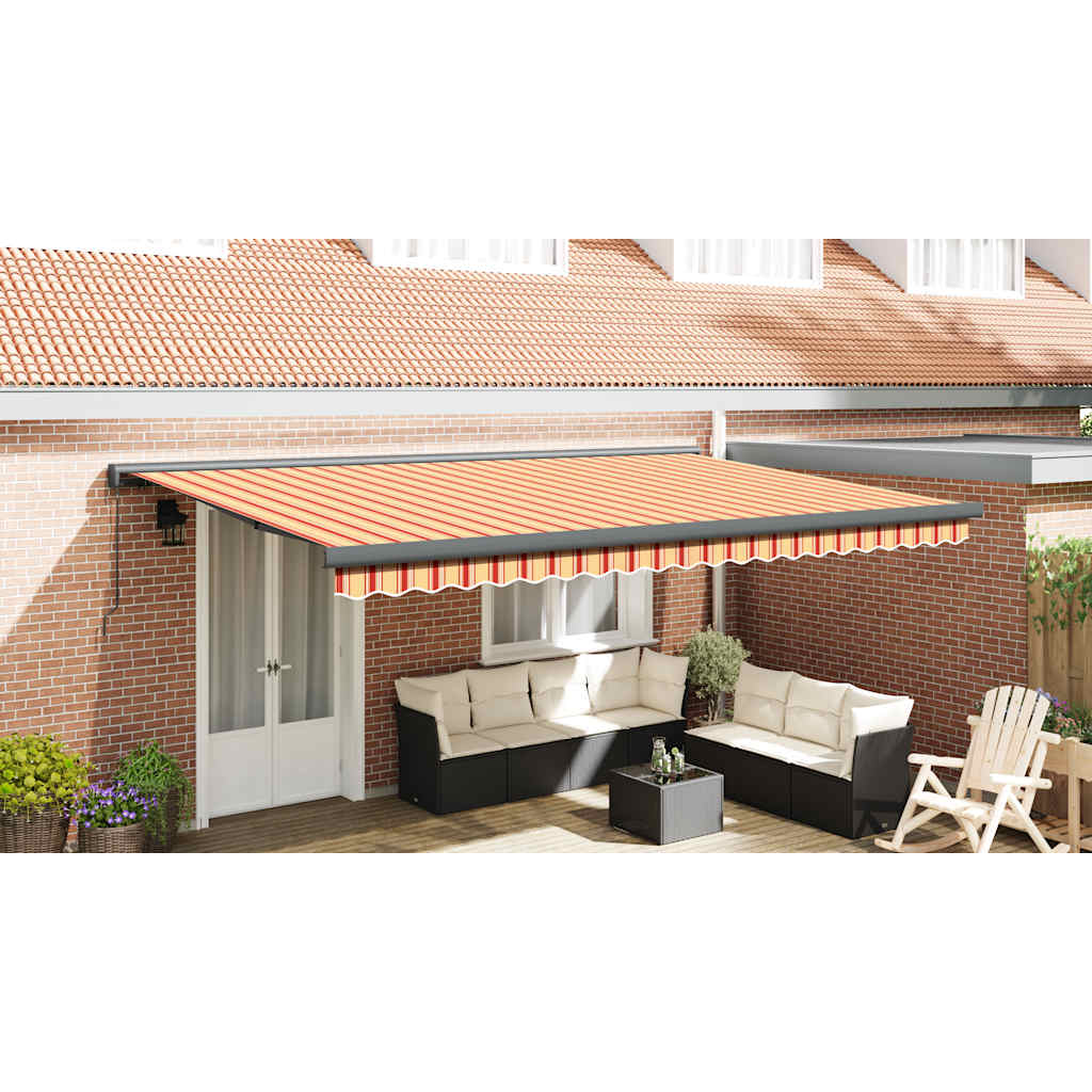 foldemarkise 5x3 m stof og aluminium gul og hvid
