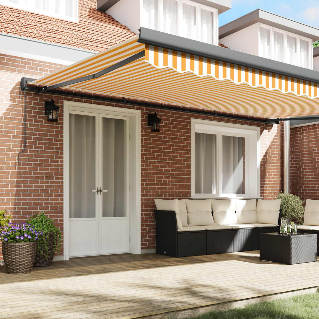 foldemarkise 5x3 m stof og aluminium gul og hvid