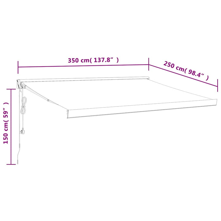 foldemarkise 3,5x2,5 m stof og aluminium cremefarvet