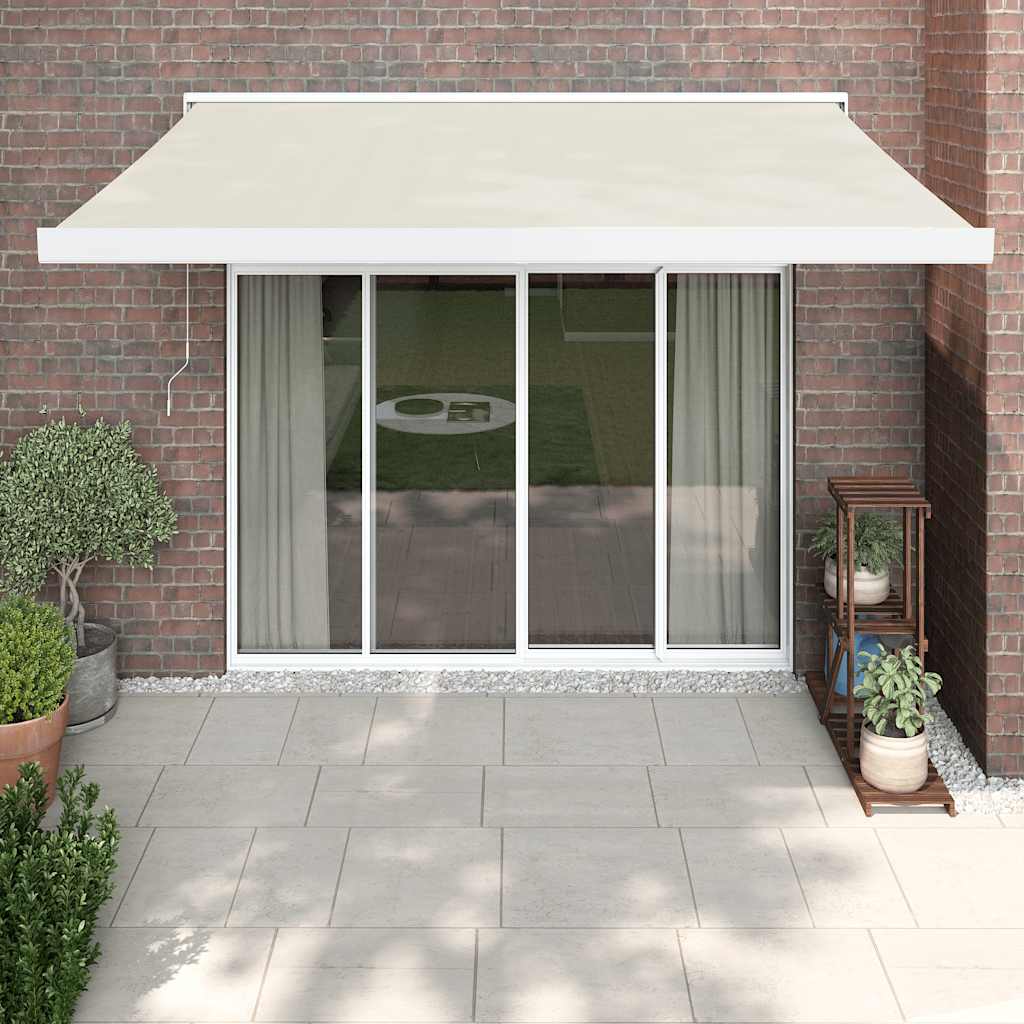 foldemarkise 3,5x2,5 m stof og aluminium cremefarvet