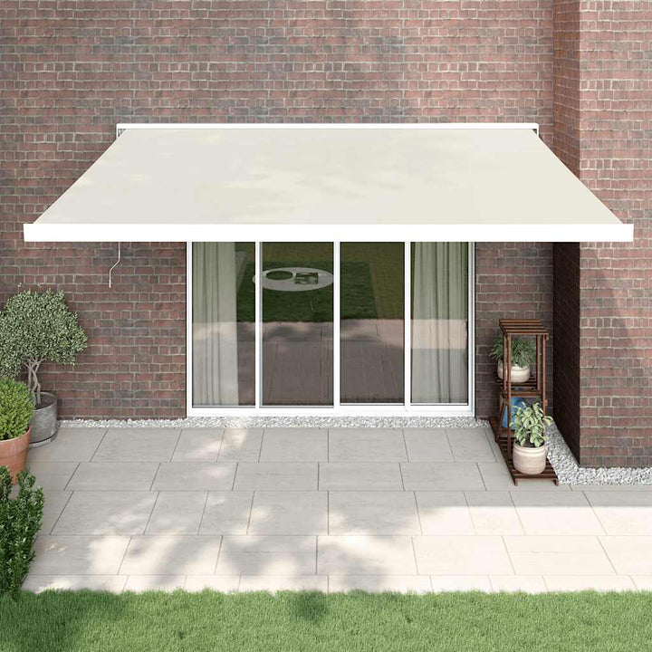 foldemarkise 4,5x3 m stof og aluminium cremefarvet