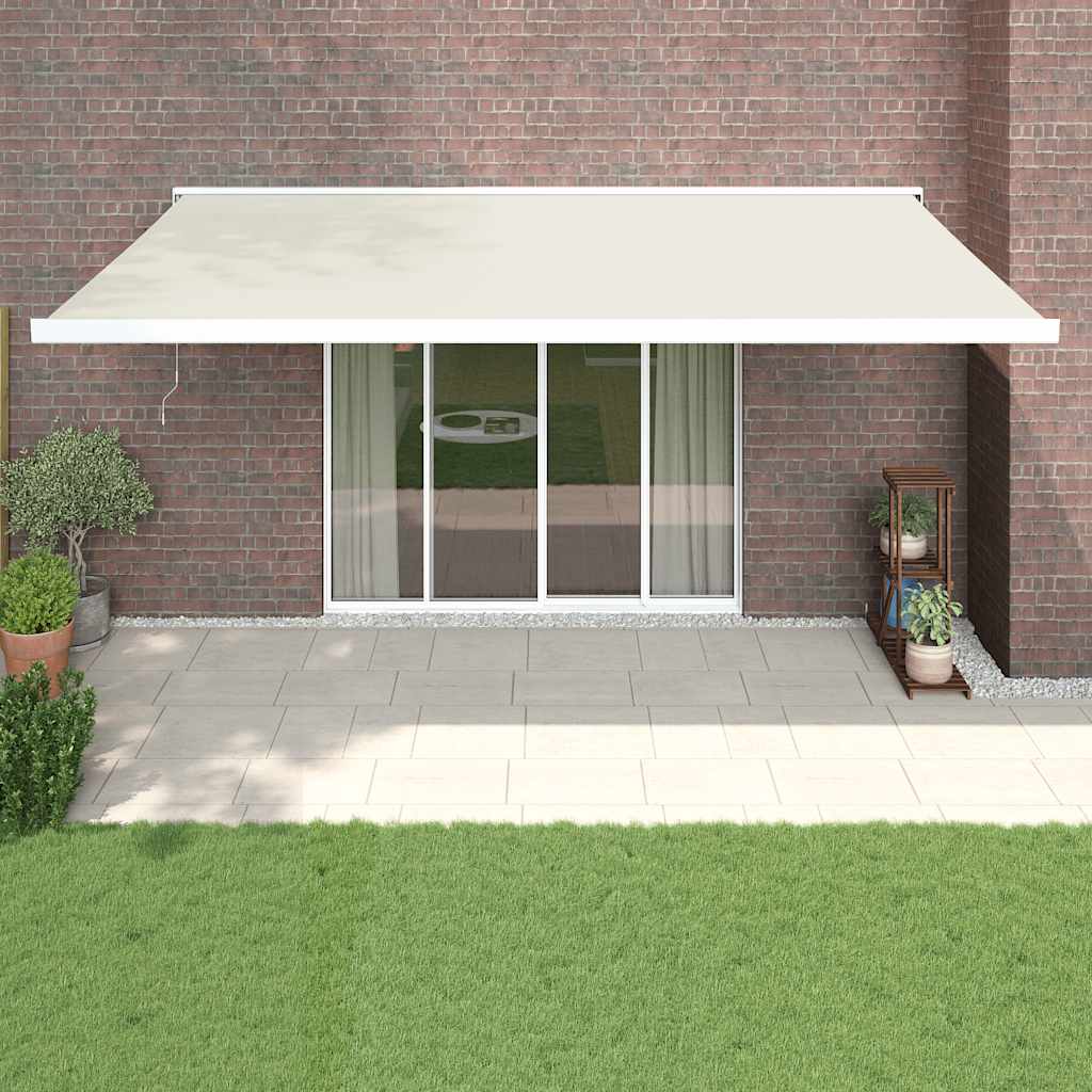 foldemarkise 5x3 m stof og aluminium cremefarvet