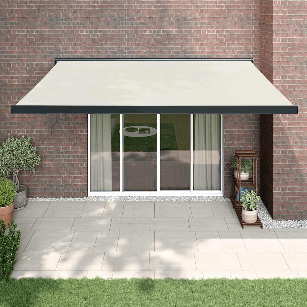 foldemarkise 4,5x3 m stof og aluminium cremefarvet