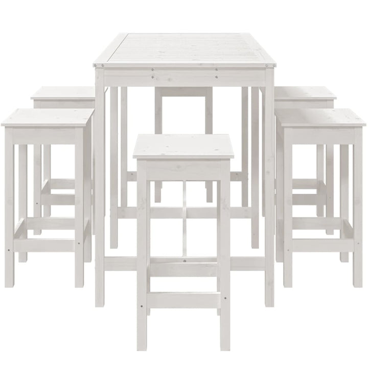 barsæt til haven 7 dele massivt fyrretræ hvid