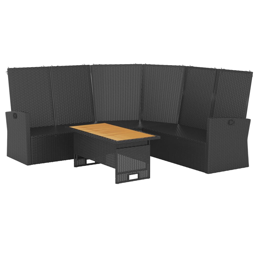 loungesæt til haven 2 dele med hynder polyrattan sort