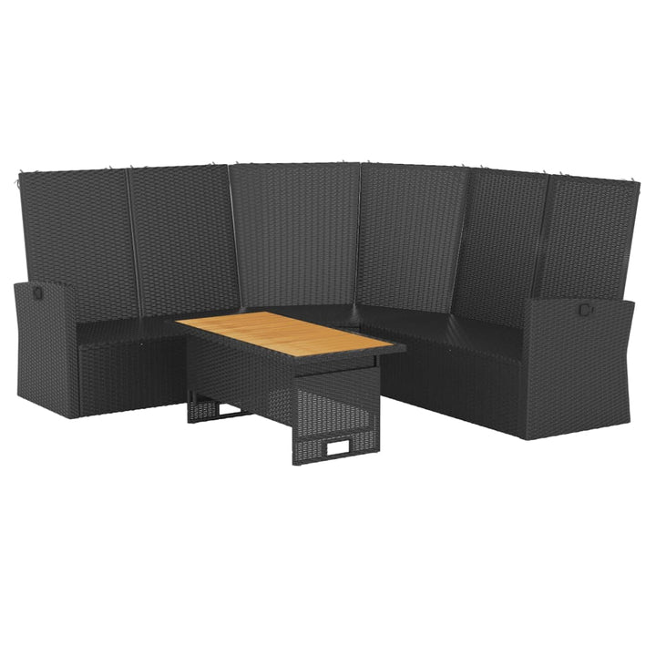 loungesæt til haven 2 dele med hynder polyrattan sort