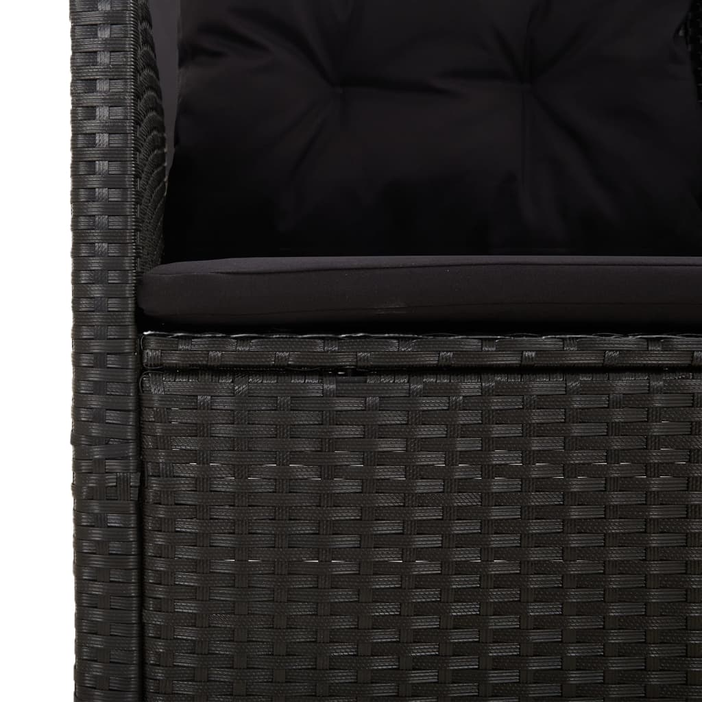 loungesæt til haven 2 dele med hynder polyrattan sort