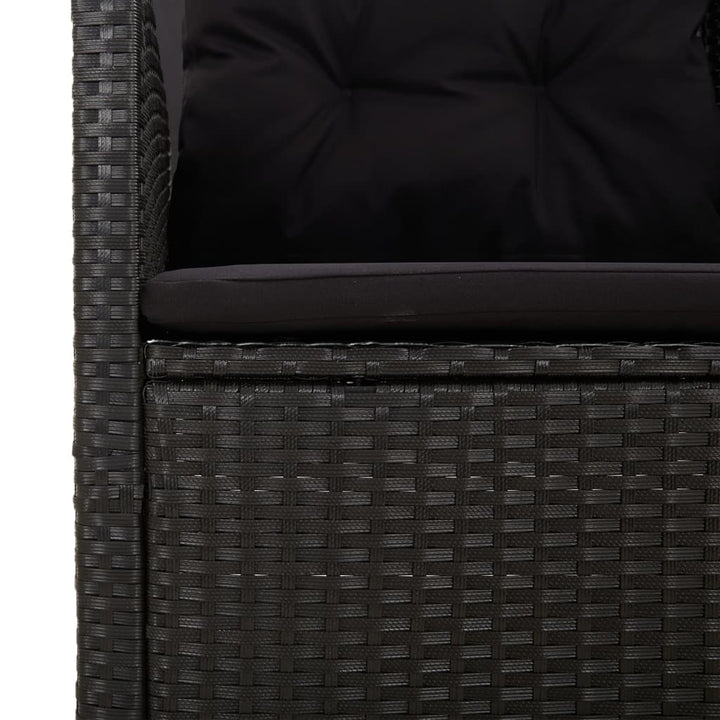 loungesæt til haven 2 dele med hynder polyrattan sort