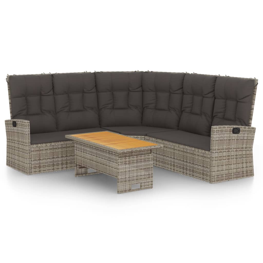 loungesæt til haven 2 dele med hynder polyrattan grå