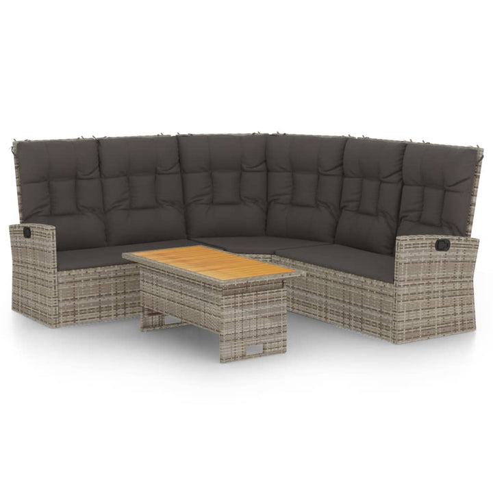 loungesæt til haven 2 dele med hynder polyrattan grå